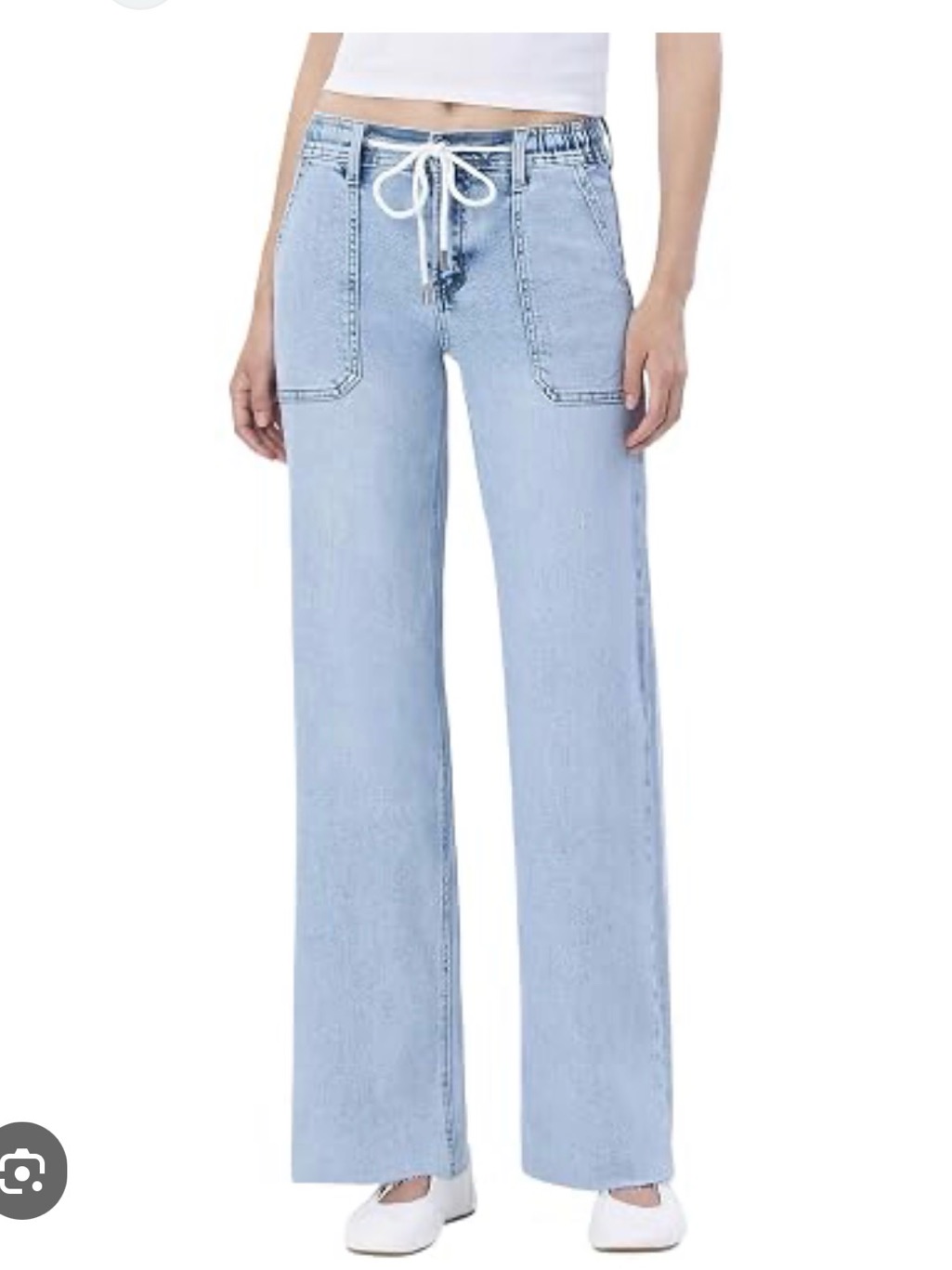New With Tags Lovevet Light Blue Wide-Leg Women’s Jeans With Drawstring Waist-13